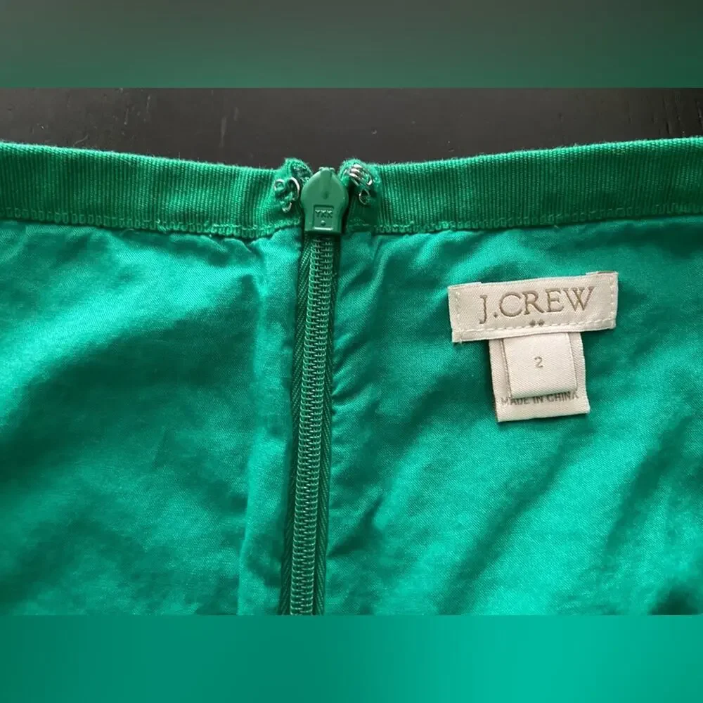JCREW Green Embroidered Floral Mini Skirt sz 2
